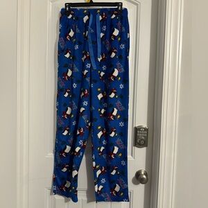 Great Varsity Sleepwear men's size M blue beer drinking penguin holiday pants